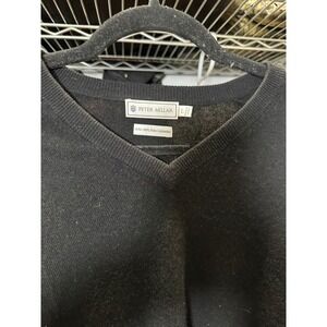 Peter Millar Mens V-Neck Black Cashmere Sweater Luxury Soft Knitwear